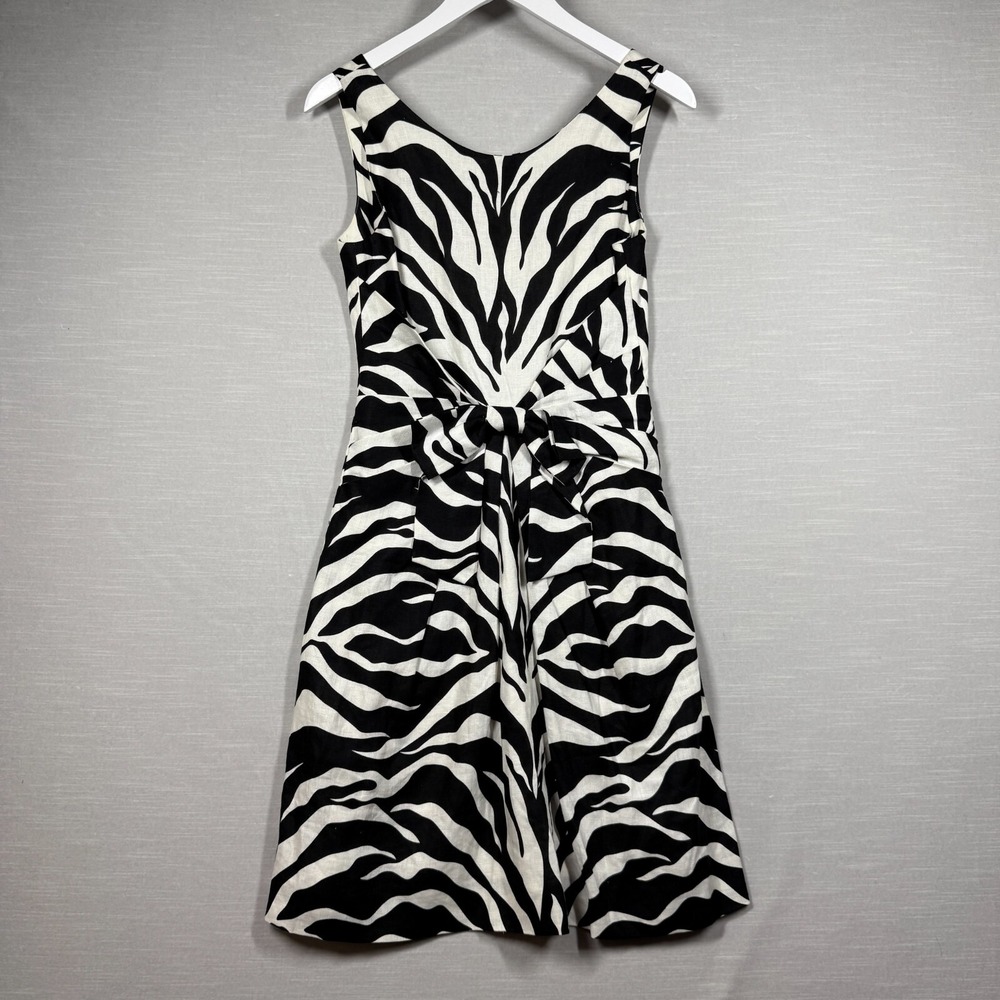 Kate Spade Dress Womens 4 Black White Zebra Bow Chic Business Formal Classic‎